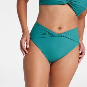 CALIA Women's High Rise Twist Front Swim Bottom, Medium, Jungle Green